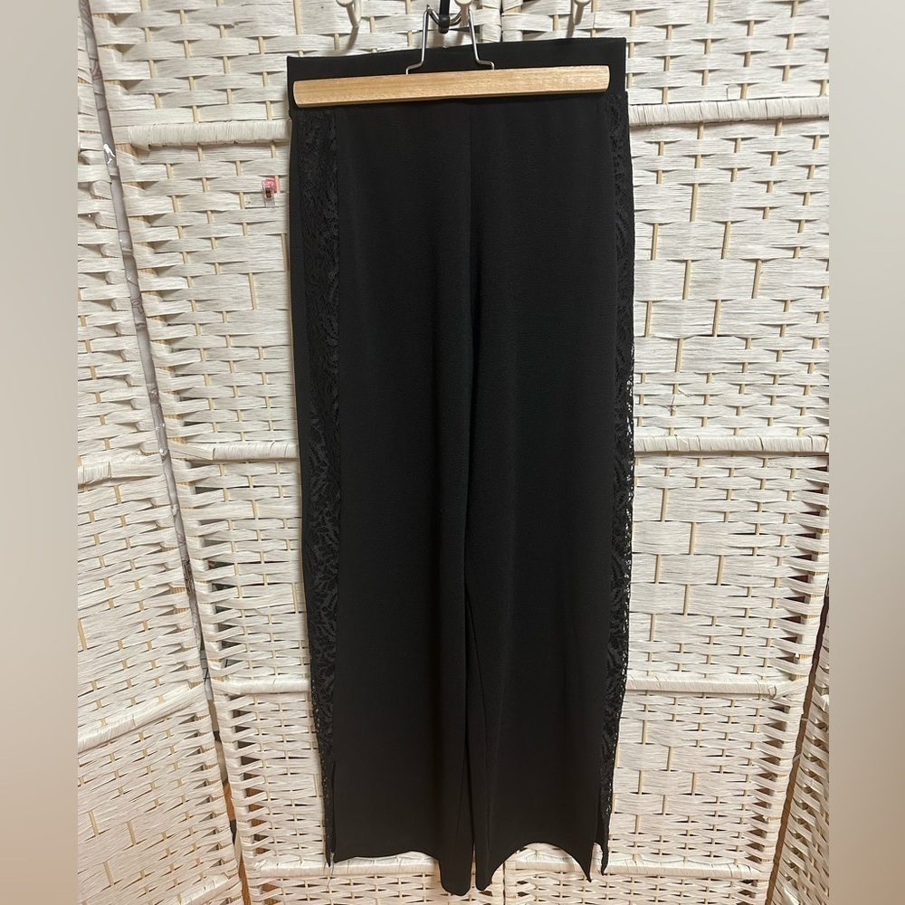 Zara black trousers lace on side of legs euc size s ladies